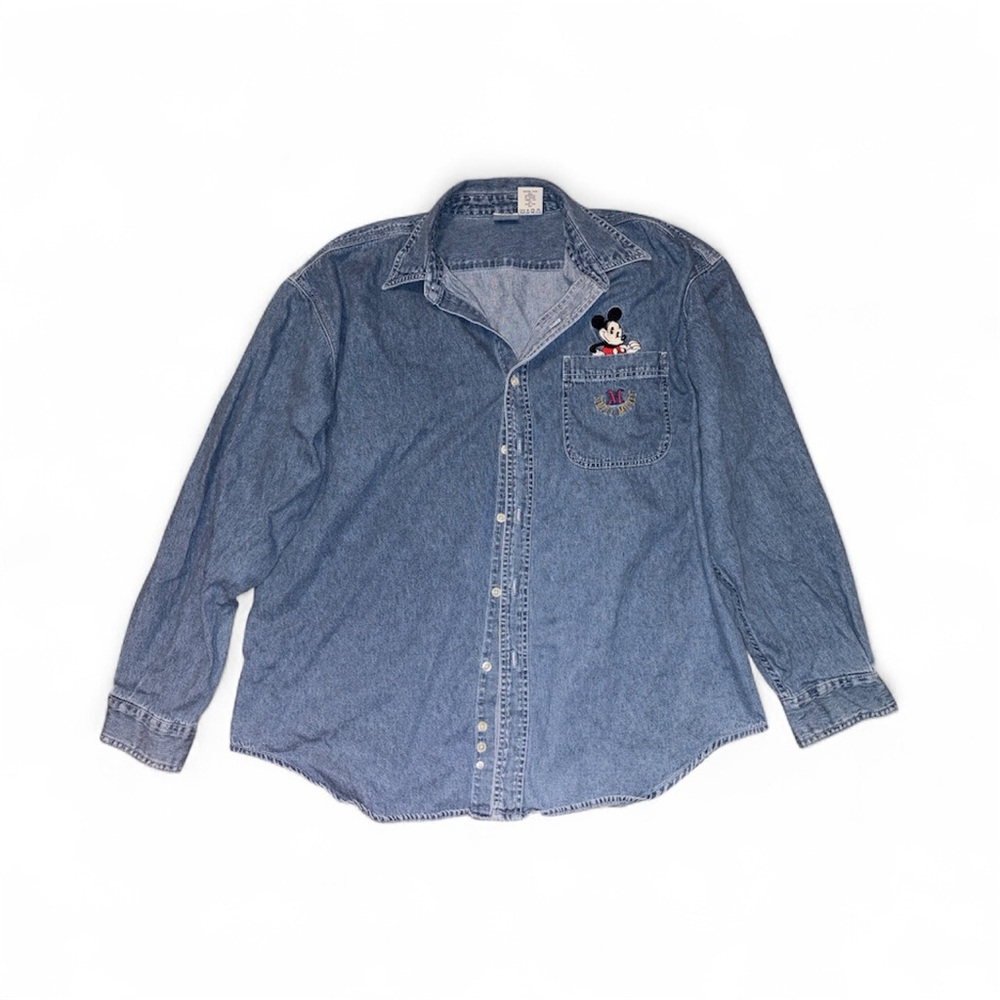 Men’s Vintage Disney Simply Mickey Mouse Denim Long Sleeve - XL